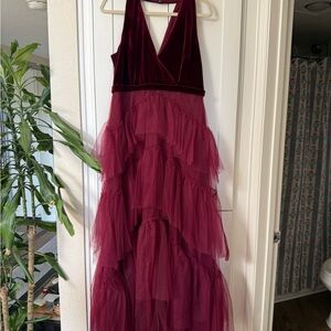 BCBGMaxAzria Burgundy Tulle Dress